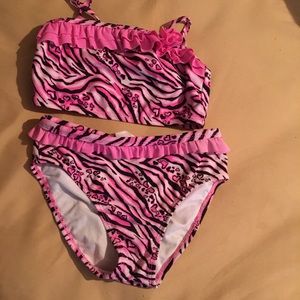 5/$20 Pink zebra OP bathing suit set 🦓